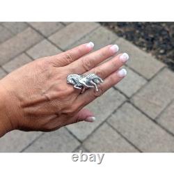 Navajo Sterling Silver Horse Bypass Band Ring Native American Jewelry Sz 12US