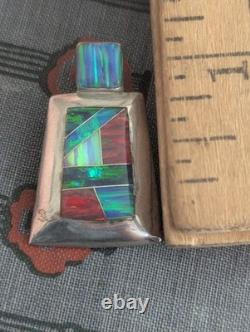 Navajo Sterling Silver Opal Native American Pendant Reynesta Leland Vtg Zuni Art