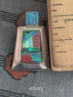 Navajo Sterling Silver Opal Native American Pendant Reynesta Leland Vtg Zuni Art