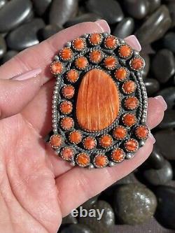 Navajo Sterling Silver Orange Spiny Cluster Jumbo Ring Sz 7.5