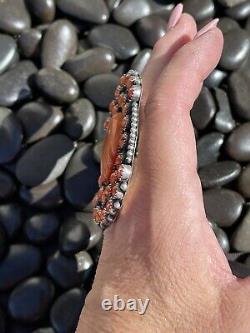 Navajo Sterling Silver Orange Spiny Cluster Jumbo Ring Sz 7.5