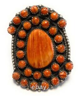 Navajo Sterling Silver Orange Spiny Cluster Jumbo Ring Sz 7.5