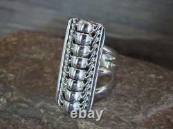 Navajo Sterling Silver Ribbed Row Ring by Johnson Size 6.5