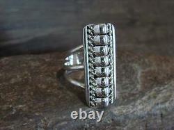 Navajo Sterling Silver Ribbed Row Ring by Johnson Size 6.5