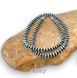 Navajo Sterling Silver Rondelles Saucer Flat Bead Necklace 4mm 18 60418