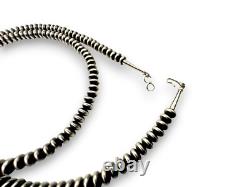 Navajo Sterling Silver Rondelles Saucer Flat Bead Necklace 4mm 18 60418