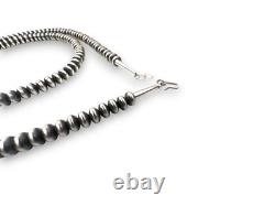 Navajo Sterling Silver Rondelles Saucer Flat Bead Necklace 4mm 18 60418