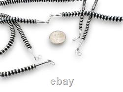Navajo Sterling Silver Rondelles Saucer Flat Bead Necklace 4mm 18 60418