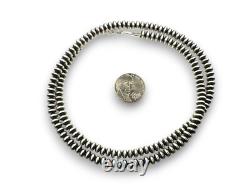 Navajo Sterling Silver Rondelles Saucer Flat Bead Necklace 4mm 18 60418