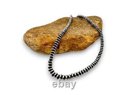 Navajo Sterling Silver Rondelles Saucer Flat Bead Necklace 4mm 18 60418