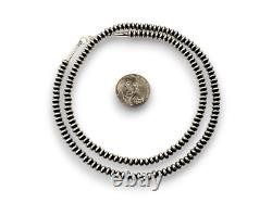 Navajo Sterling Silver Rondelles Saucer Flat Bead Necklace 4mm 18 60418