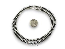 Navajo Sterling Silver Rondelles Saucer Flat Bead Necklace 4mm 18 60418