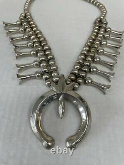 Navajo Sterling Silver Squash Blossom Necklace