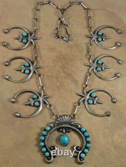 Navajo Sterling Silver & Turquoise Naja Necklace & Earrings by Hemerson Brown