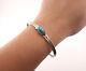 Navajo Thin Cuff Bracelet Kingman Turquoise Handmade Native American Sz 6.5in