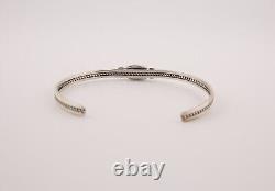 Navajo Thin Cuff Bracelet Kingman Turquoise Handmade Native American Sz 6.5in