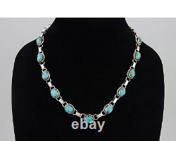 Navajo Turquoise Necklace 925 Silver Natural Blue Native American Artist C. 80's