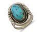 Navajo Turquoise Ring 925 Silver Handmade Native American Artist C. 80's
