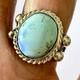 Navajo Turquoise Ring Blue Golden Hills Sz 7.5 Sterling Signed Martinez Native