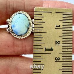 Navajo Turquoise Ring Blue Golden Hills Sz 7.5 Sterling Signed Martinez Native