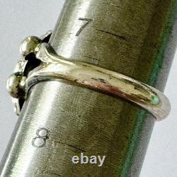 Navajo Turquoise Ring Blue Golden Hills Sz 7.5 Sterling Signed Martinez Native