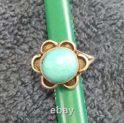 Navajo Turquoise & Silver Flower Shaped ring size 5