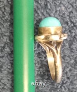 Navajo Turquoise & Silver Flower Shaped ring size 5
