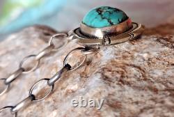 Navajo Turquoise Sterling Silver Necklace RYDELL BILLIE Native American Jewelry