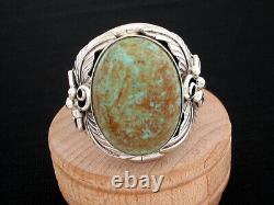 Navajo Turquoise and Sterling Handmade Ring by Augustine Largo Size 13 1/2