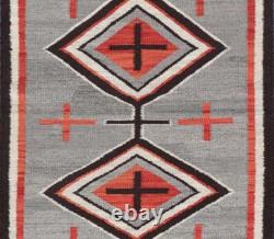 Navajo Two Gray Hill Rug Southwest Native American Art Aztec Kilim Wool Area Rug