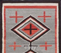 Navajo Two Gray Hill Rug Southwest Native American Art Aztec Kilim Wool Area Rug
