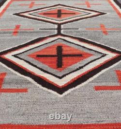 Navajo Two Gray Hill Rug Southwest Native American Art Aztec Kilim Wool Area Rug
