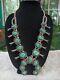 Navajo Vintage Old Pawn Sterling Turquoise Squash Blossom Necklace- Stunning