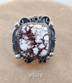 Navajo WILD HORSE LG Face Sterling RING Nez Sz 9 Native American