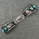 Navajo Watch Bracelet Sterling Silver Turquoise Floral Native American Vintage