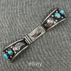 Navajo Watch Bracelet Sterling Silver Turquoise Floral Native American Vintage