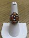 Navajo Women's Ring Coral Cluster Stones Native American Signed M. Chee Sz 7.5