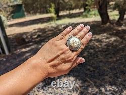 Navajo Womens Ring Silver Creek Turquoise sz 9 Signed Yazzie SouthWestArtisan