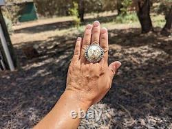 Navajo Womens Ring Silver Creek Turquoise sz 9 Signed Yazzie SouthWestArtisan