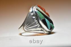 Navajo ring turquoise onyx coral tribal southwest women men sterling silver
