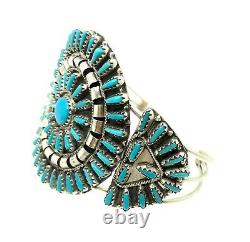 Navajo stabilize Turquoise Cluster Sterling Silver Cuff Bracelet By Violet Begay