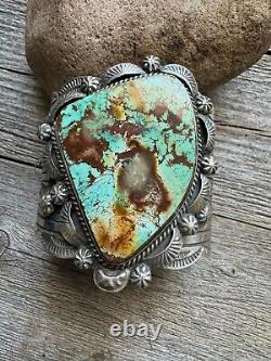 Navajo sterling silver royston turquoise cuff bracelet. CY