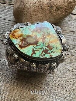 Navajo sterling silver royston turquoise cuff bracelet. CY