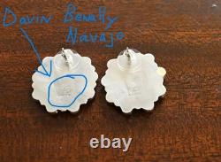 New BIG Navajo earrings by D. Benally Blue Turquoise & Sterling 13 grams 1.25