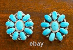 New BIG Navajo earrings by D. Benally Blue Turquoise & Sterling 13 grams 1.25