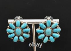 New BIG Navajo earrings by D. Benally Blue Turquoise & Sterling 13 grams 1.25