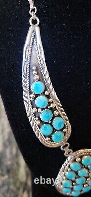 New Charles Johnson Native American Navajo Sterling Silver Turquoise Necklace