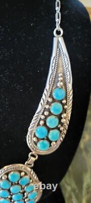 New Charles Johnson Native American Navajo Sterling Silver Turquoise Necklace