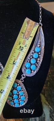 New Charles Johnson Native American Navajo Sterling Silver Turquoise Necklace