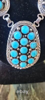 New Charles Johnson Native American Navajo Sterling Silver Turquoise Necklace